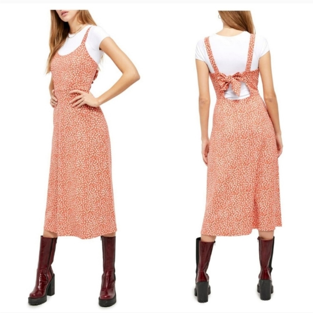 Free People Lorelai Printed Midi Sleeveless Dress Cottagecore Romantic EUC